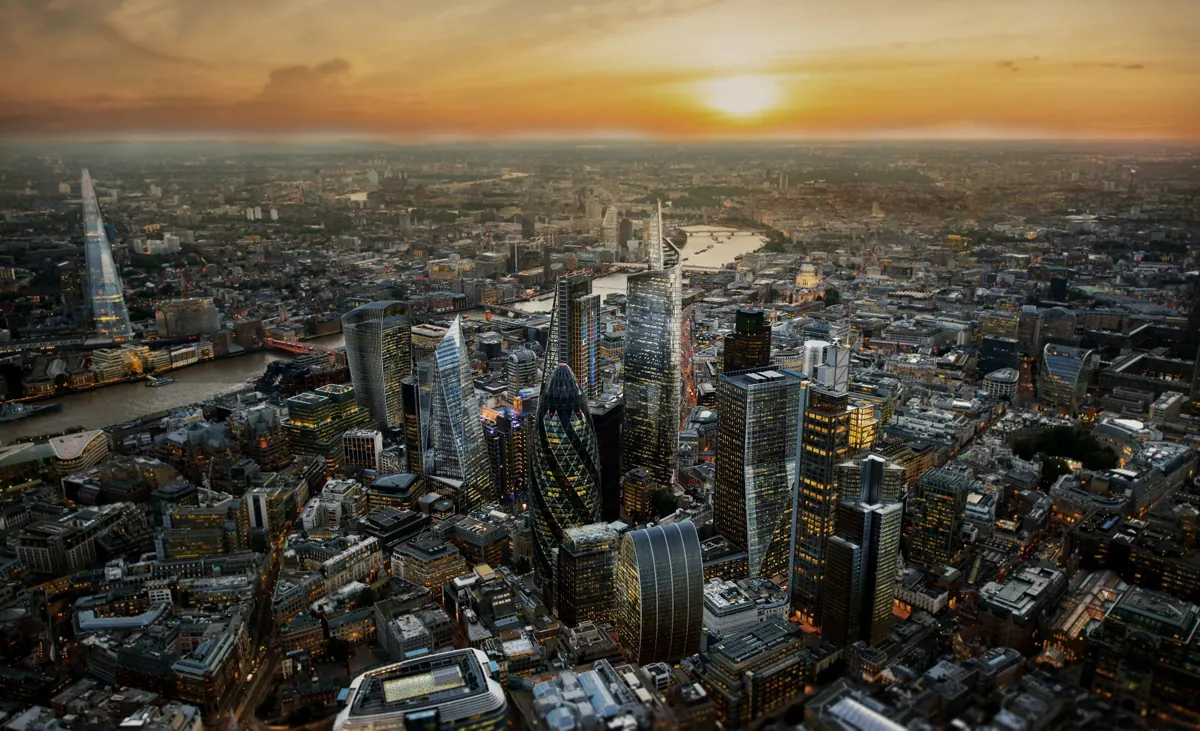 City of London skyline at dusk